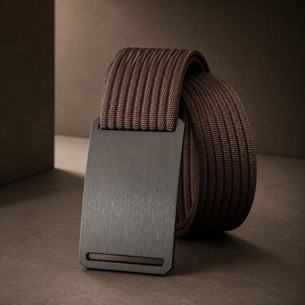 GRIP6 Tactical Web Belt 49" Mocha Nylon Gunmetal Buckle USA Made Hiking EDC